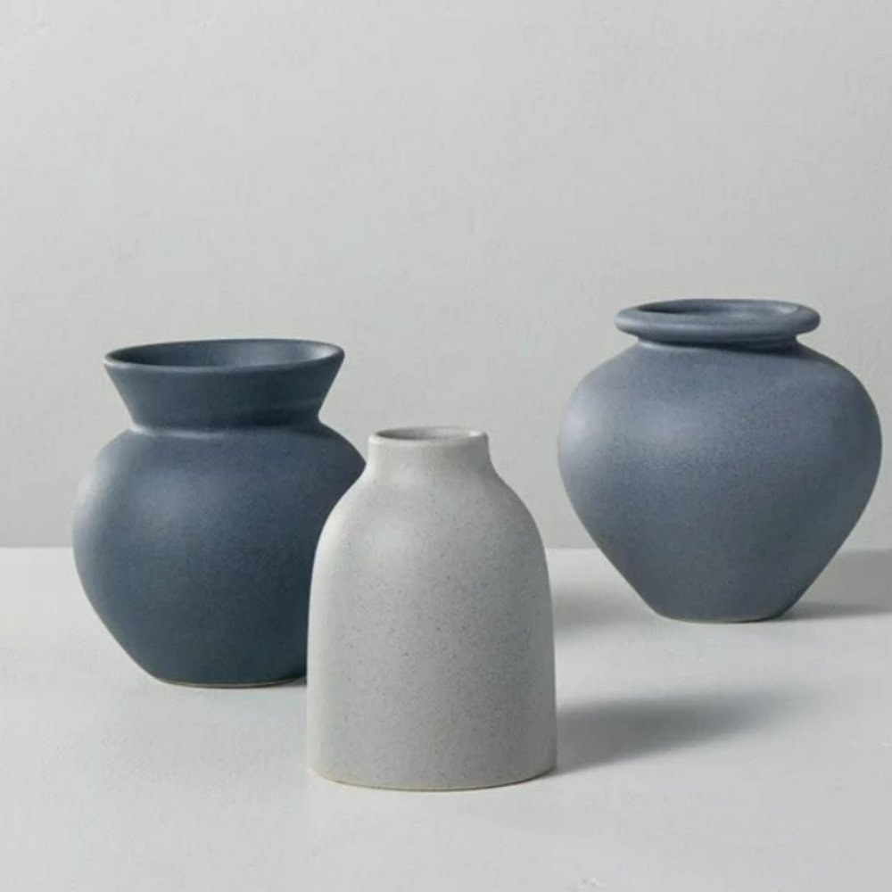 Hearth & Hand with Magnolia 3ct Assorted Ceramic Bud Vase Set Blue New